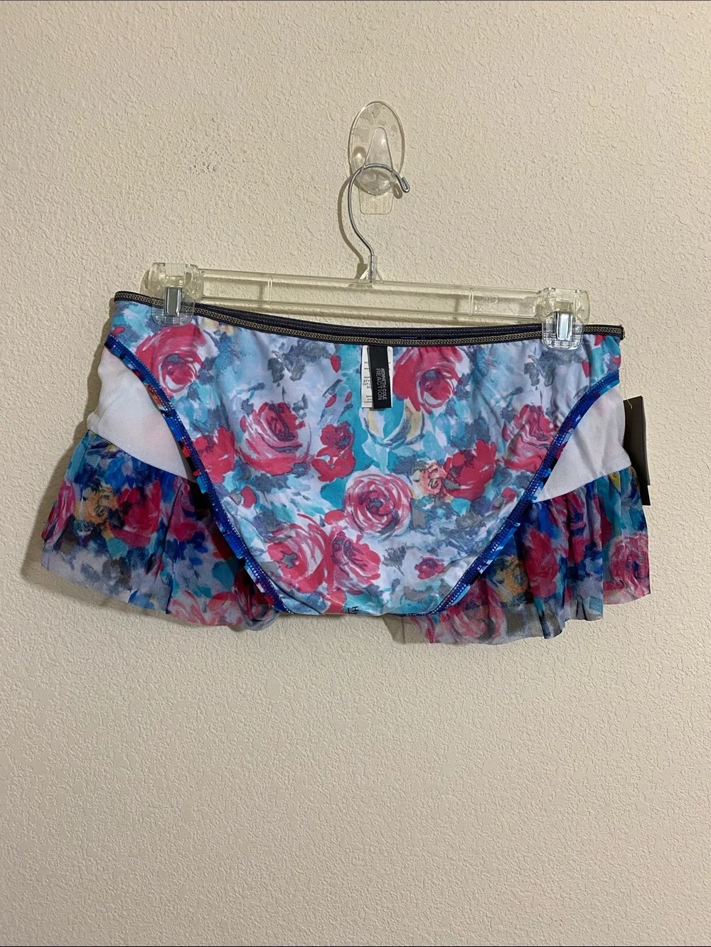KENNETH COLE REACTION Floral Print Skirted Bikini Bottom Women's Size L